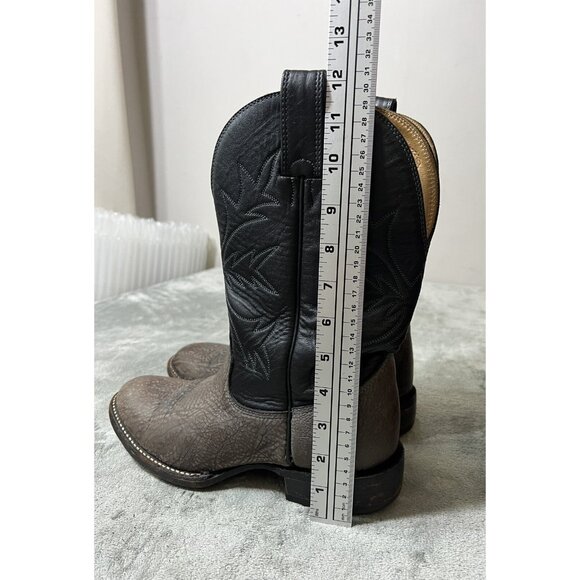 Vtg Alberta Boot Company Gray Black Leather Cowboy Boots 8.5 EE Mens Western - Picture 11 of 16